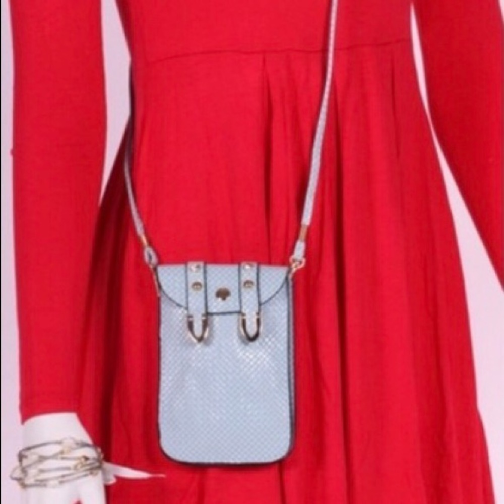 MoDA Light Blue Faux Leather Crossbody Phone Bag